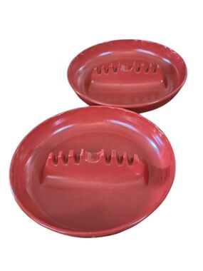 Vintage Red Melmac Ashtrays Signed Ges-line